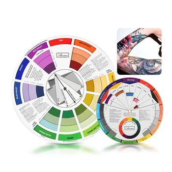 

2PCS/Set 12 Color Paper Card Three-tier Design color Mixing Wheel Guidance Round central Circle Rotates Tattoo Nail Pigment