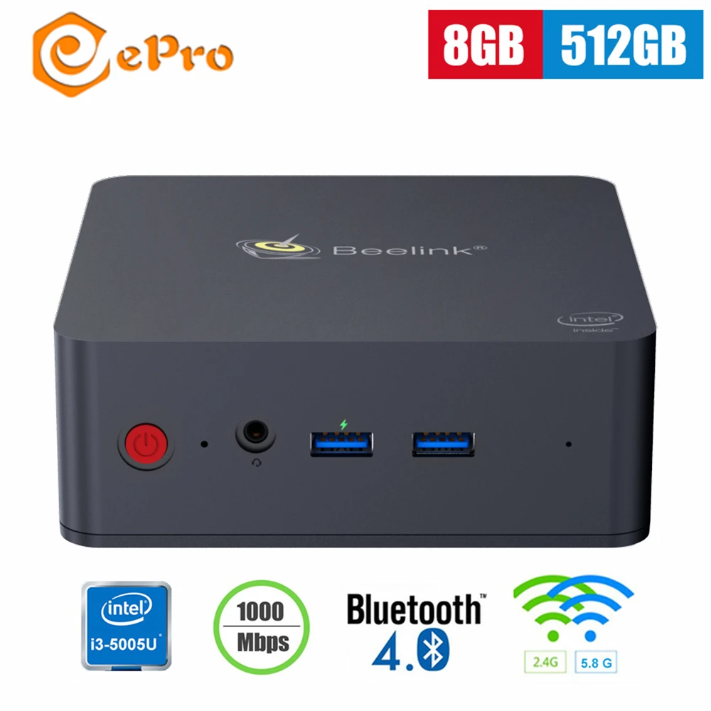 Beelink L55 Windows 10 Мини ПК Intel Broadwell i3-5005U graphics 500 8 Гб DDR3L 256 ГБ 512 2 4 г 5 Г WiFi 1000 Мбит/с BT 0 |