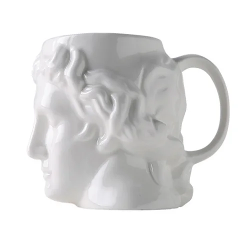 Новинка 1 шт. 580 мл 3D стиль Давид скульптура керамическая кружка кофейная чайная молоко питьевой чашки с ручкой Кофе Кружка для офиса Новинка подарок - Цвет: White