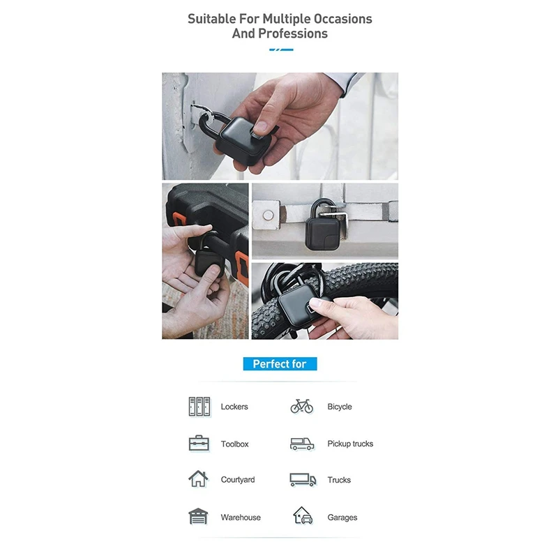 

Smart Biometric Fingerprint Padlock Rechargeable Cable Padlock for Office,Backpack,Locker,Golf Bags,Handbags