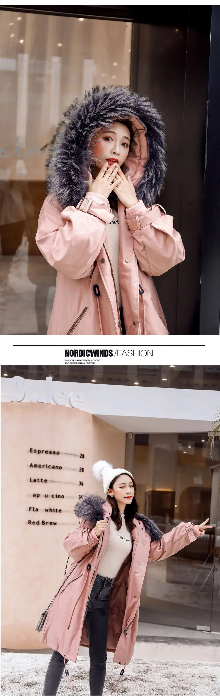 Down Jacket Women's New Style Winter Fashion Mid-length White Duck down Loose-Fit Hooded Da Mao LEEPAG Overcome Coat Fashion