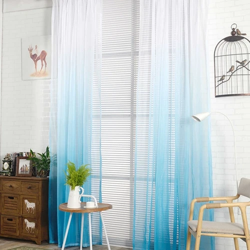 ZISIZ градиентные затемненные оконные занавески s для гостиной кухни современные тюлевые шторы для спальни оконные занавески тканевые занавески - Цвет: blue tulle
