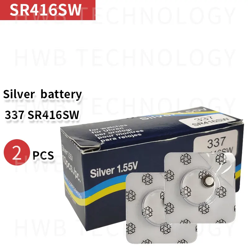 

2pcs/lot Original New Watch battery 337 SR416SW Silver 1.55V button cell battery for swatch watch LED Headphone