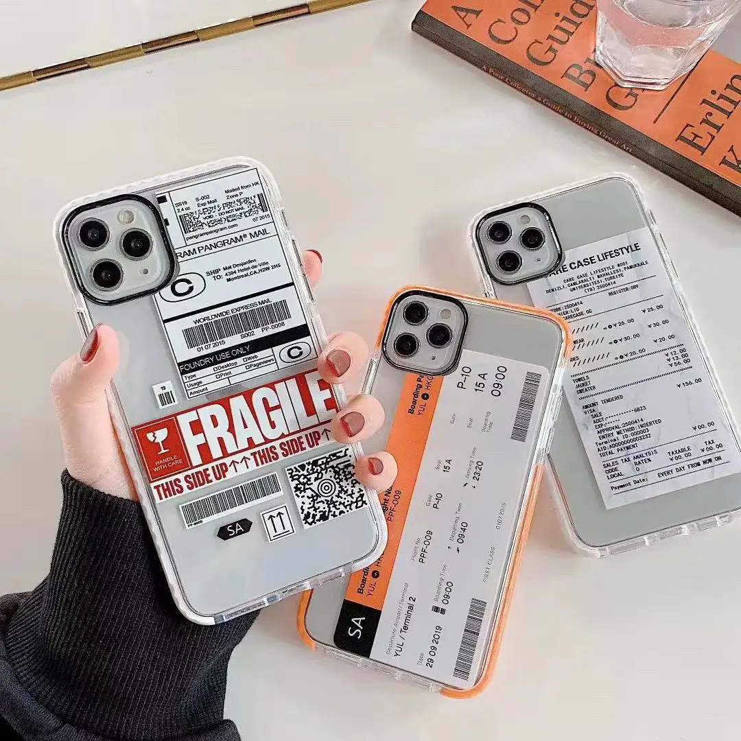 Ins Cute Personality Tags Label Case For Iphone X Xs Max 11 12 Pro 7 8 Plus Luxury Funny Air Ticket Letter Soft Clear Cover Capa - Mobile Phone Cases & Covers - AliExpress