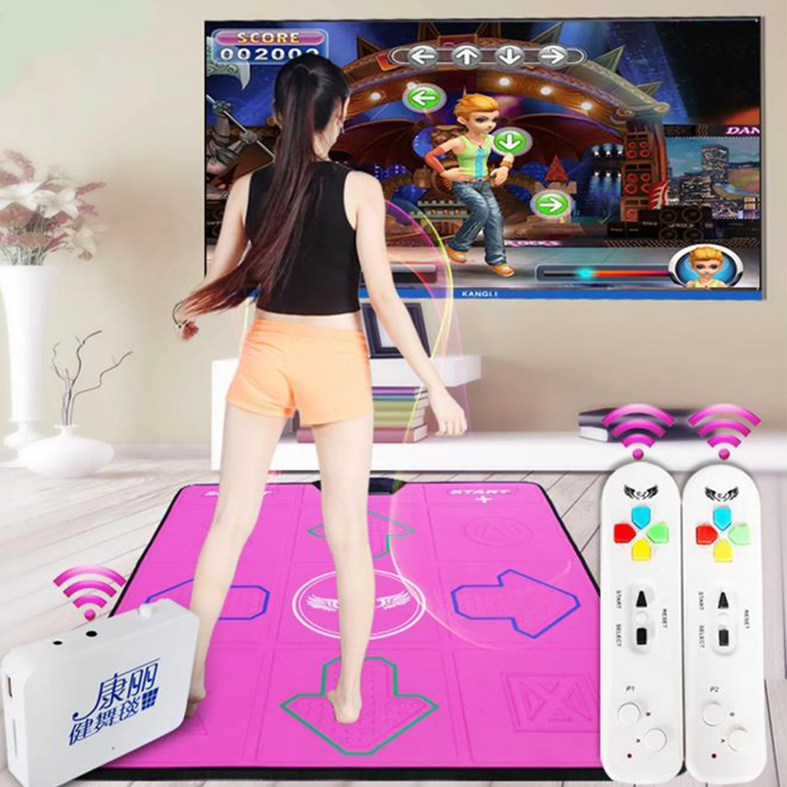 Guia de Luz Esteira de Dança Brinquedos sem Bateria hd sem Fio Duas Cores Inteligente Melody Única tv Computador Duplo-uso Crianças Adultos Led 15 led, duas cores, hd, sem fio, para