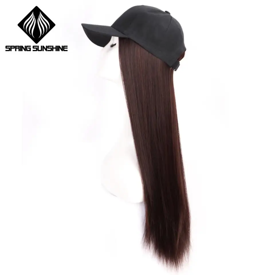 Синтетическая длинная прямая газетная Кепка для наращивания волос, берет, шапка для путешествий, Кепка Капитана вечерние, парик, военная шапка с удлинением - Цвет: Straight-Dark Brown