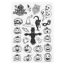 Mặt đáng sợ Bí Ngô Phù Thủy Halloween Silicone Trong Suốt Tem cho Thêu Sò Thủ Công DIY Album Thẻ Giấy Trang Trí Quà Tặng(China)