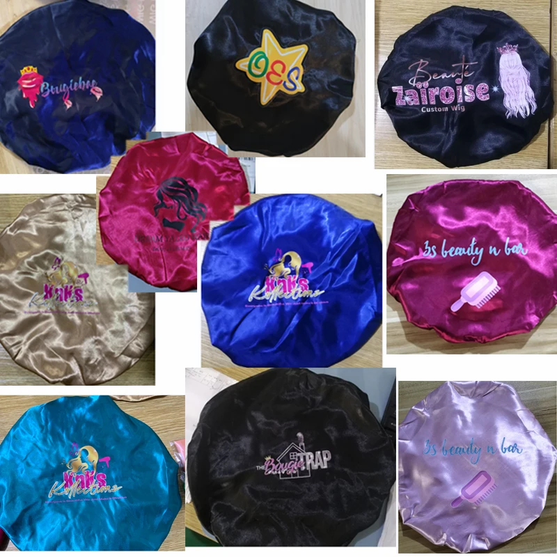 Long Satin Bonnet Sleep Cap Adjustable Buckle Hair Care Head Cover Bonnet Soft Elastic Satin Night Sleep Cap For Women Silk Cap 6