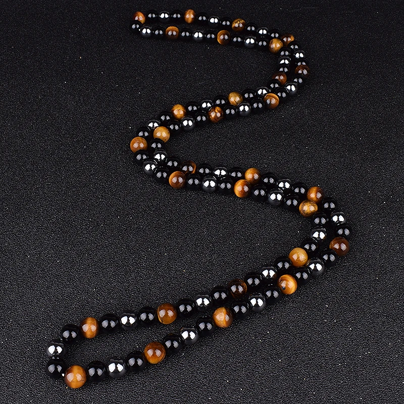 Hematite Obsidian Tiger Eye Beads Necklaces Triple Protection Necklaces