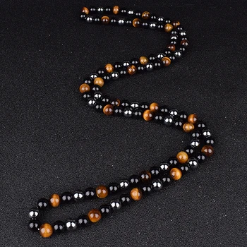 Hematite Obsidian Tiger Eye Beads Necklaces Triple Protection Necklaces