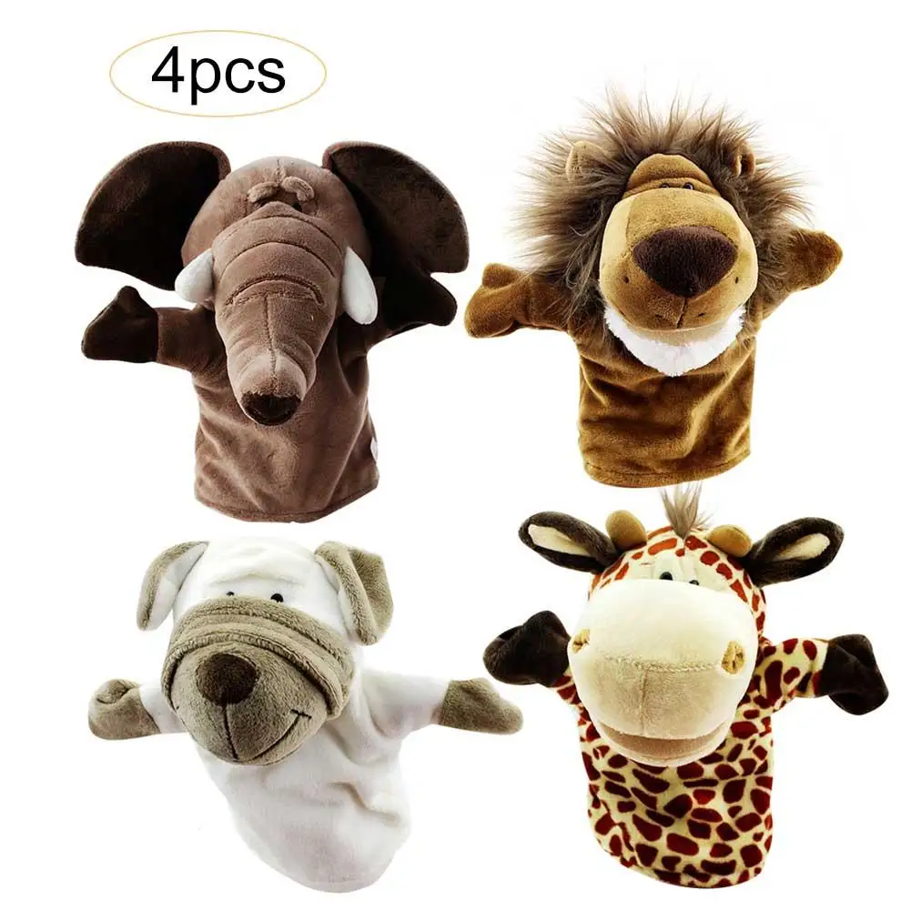 

4PCS/Pack Cartoon Animal Hand Puppet Parent-child Educational Toy Working Mouth Animal Puppets For Kids Xmas Gift