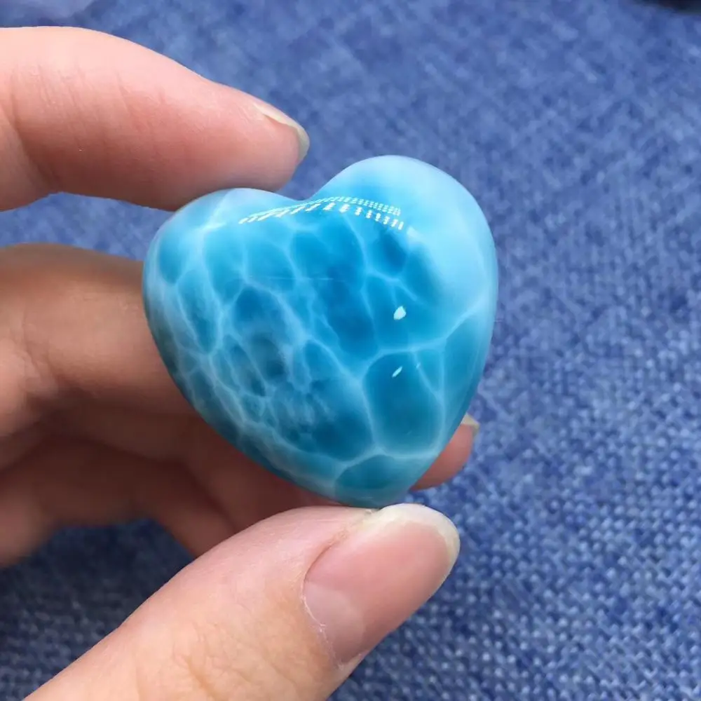 

Larimar 100% Larimar 21.80G Heart Shape Natural Larimar Gemstones Loose Stones Loose Gems for Jewelry Making