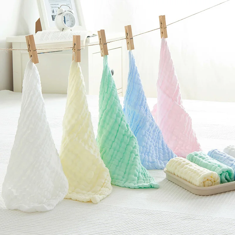 

Bed Sheet Combing Cotton Baby Towel Wrinkle zhou sha Solid Color Kerchief-Bag G