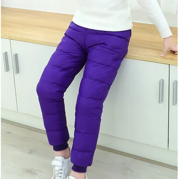 

Kids Down Pants With Velvet Fabrics Toddler Boys Girls Thicken Warm Clothes Waterproof Snow Trousers Winter Leggings 4 Colors