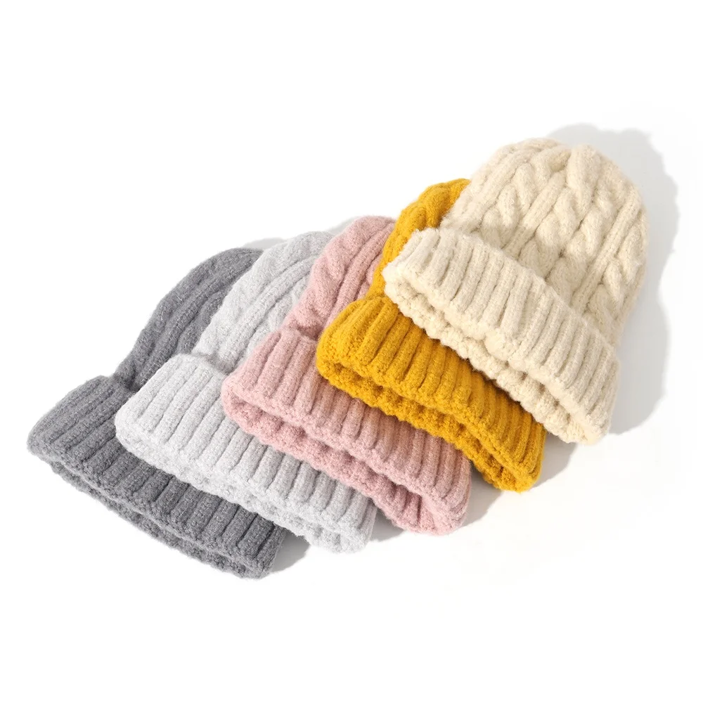 

Fashion Winter Hat Female Cashmere Blend Knit Beanie Women Thicken Warm Wool Soft Cap Slouchy Skullies Beanies Ladies Bonnet Ski