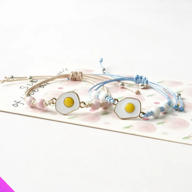 

Оптовая продажа, 10 милых браслетов в форме яичницы, красивый модный веревочный браслет для девушек, подарок, 4 цвета, новинка 2021