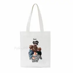 Супер Мама Дизайн Холст Tote-сумки мать и ребенок дизайн многоразовые хозяйственная сумка шоппер сумка Мать Большая вместительная сумка