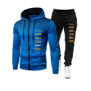 2021 fashion hot autumn/winter new menswear zipper hoodie + pants suit casual sports sportswear 5