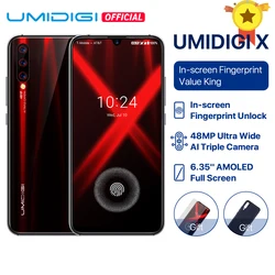 UMIDIGI X In-screen отпечаток пальца глобальная версия 6,35 дюймAMOLED 48MP Тройная задняя камера 128GB NFC Helio P60 4150mAh смартфон