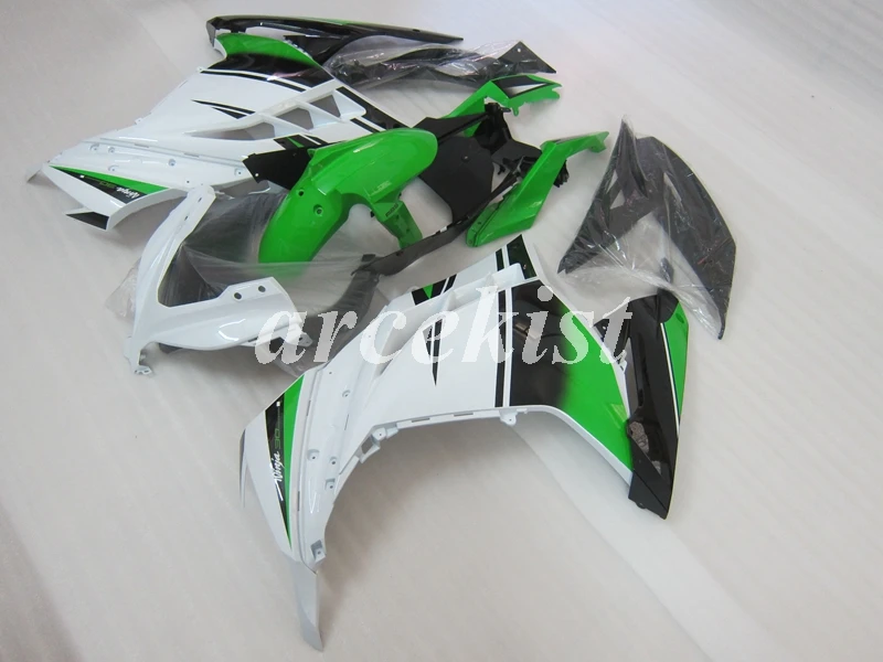 4 подарки ABS Полный обтекатели наборы Подходит для Kawasaki Ninja 300 EX300 300R 2013 Кузов Набор зеленый белый