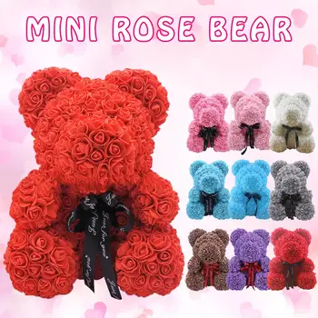 

HotValentine's Day 25cm Rose Bear Heart Artificial Flower Rose Teddy Bear Women Valentine's Wedding Birthday Gift Pregnant Woman