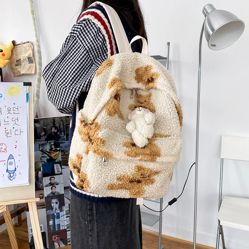Backpack Women School-Bags Teenage-Girls Bears Mochila-Mujer for Print Cute Kawaii Imitation