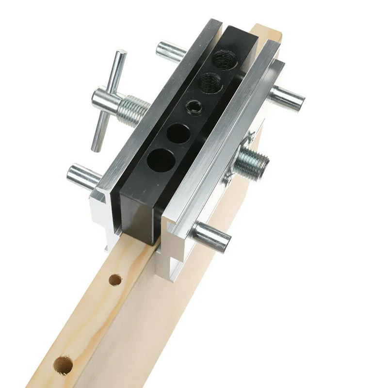 

120*60mm White + Black Woodworking Doweling Jig Tool Metal Drill Dowel Hole Self Centering Locator