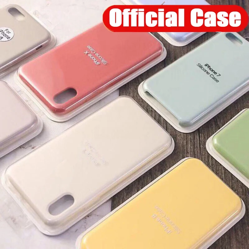 Case for Iphone 7 Original with Logo Liquid Silicone Cases for Apple X Xs XR 11 Pro Max 6S 8 7 Plus 6 S 11pro Back Cover Shell