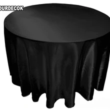 10 pcs/lot 90" -120"Tablecloth Table Cover White Black Round Satin for Banquet Wedding Party Decoration Free by DHL/EMS