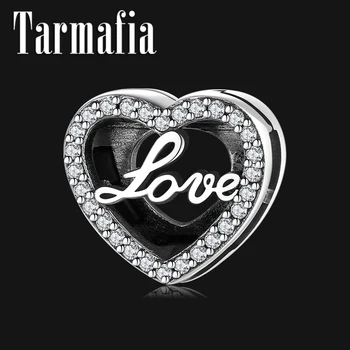 

Heart Shape Sparkling CZ Letter Charm Genuine 925 Sterling Silver Clip Beads Jewelry Making fits Original Reflection Bracelet
