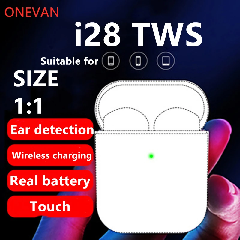 

i28 Tws Earphone Wireless Bluetooth 5.0 Mini sport Earbuds With Wireless charging Touch controlFor All smart Phone pk i30 i60