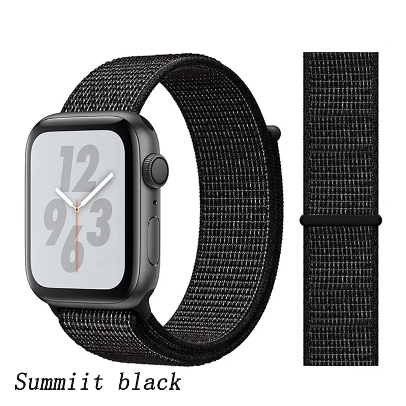 Summiit black Ремешок для apple watch 5 4 band correa apple watch 42 мм 44 мм 38 мм 40 мм iwatch series 5 4 3 2 1 нейлоновый браслет pulseira - Цвет ремешка: Summiit black