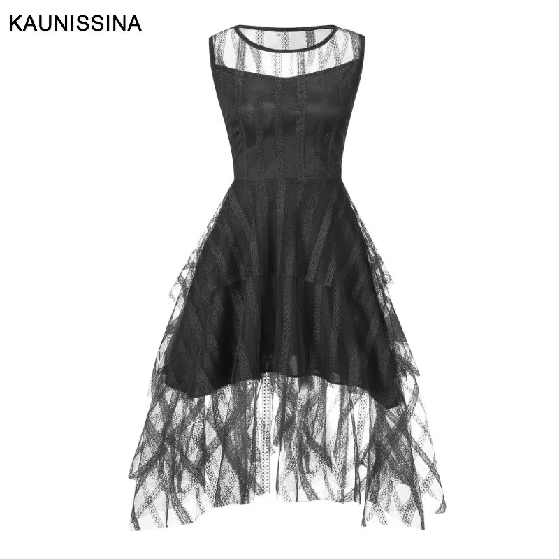 KAUNISSINA Robe De Soiree модное ТРАПЕЦИЕВИДНОЕ коктейльное платье, сексуальные кружевные вечерние платья без рукавов, кружевные платья с кисточками для выпускного вечера