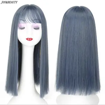

JOY&BEAUTY 20 Color Synthetic Hair Wigs with Bangs Long Silk Straight Cosplay Wig For Woman Heat Resistant Fibre