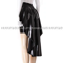 

Black Sexy Rubber Latex Skirts With Belt Front And Irregular Bottoms At Back DQ-0048