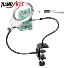 Держатель для паяльника Handskit, подставка для паяльника с увеличительным стеклом, подставка для пайки, зажим, сварочные инструменты