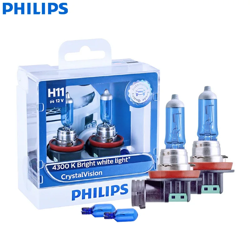 Лампа Philips Crystal Vision H11 12 В 55 Вт фонарь 12362CVSM 4300K Ярко белая Автомобильная галогенная