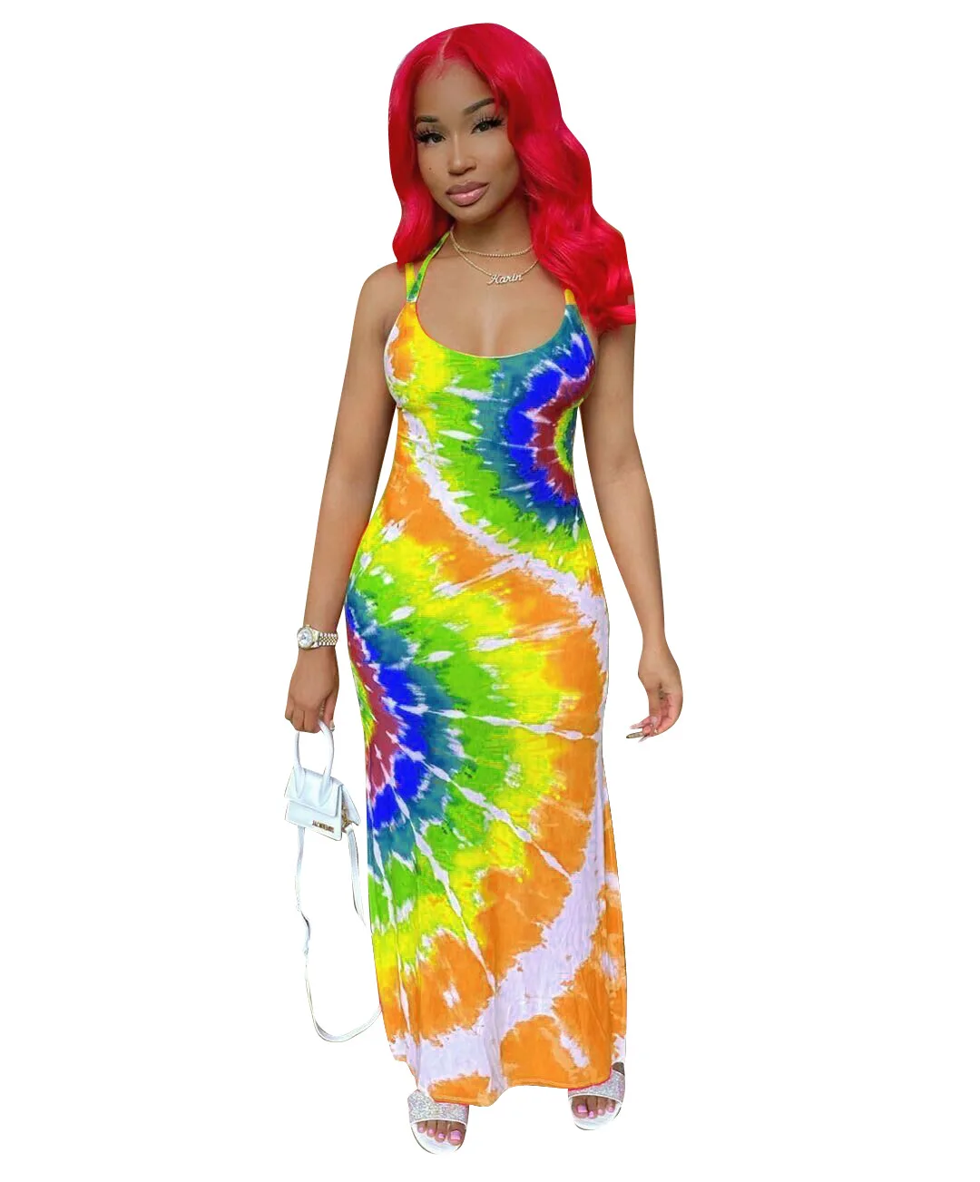 Tie Dye Dress Fashion O Neck Sleeveless 