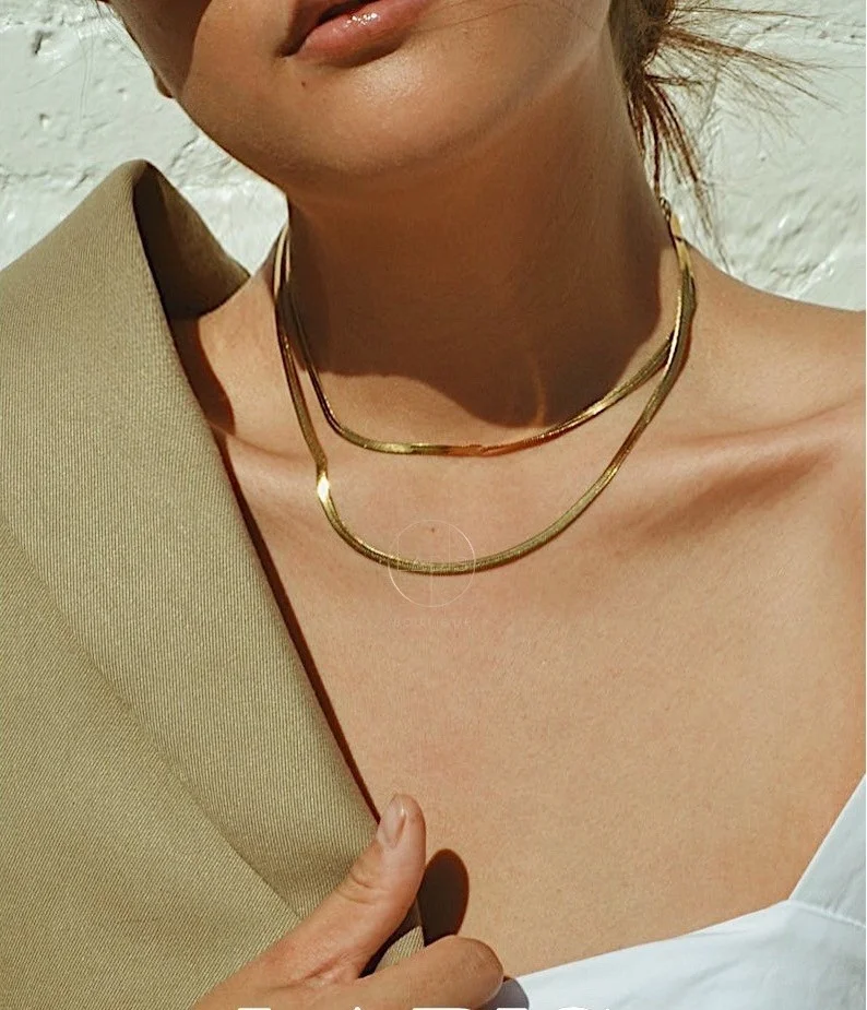 Shinny Herringbone Chain Necklaces for 