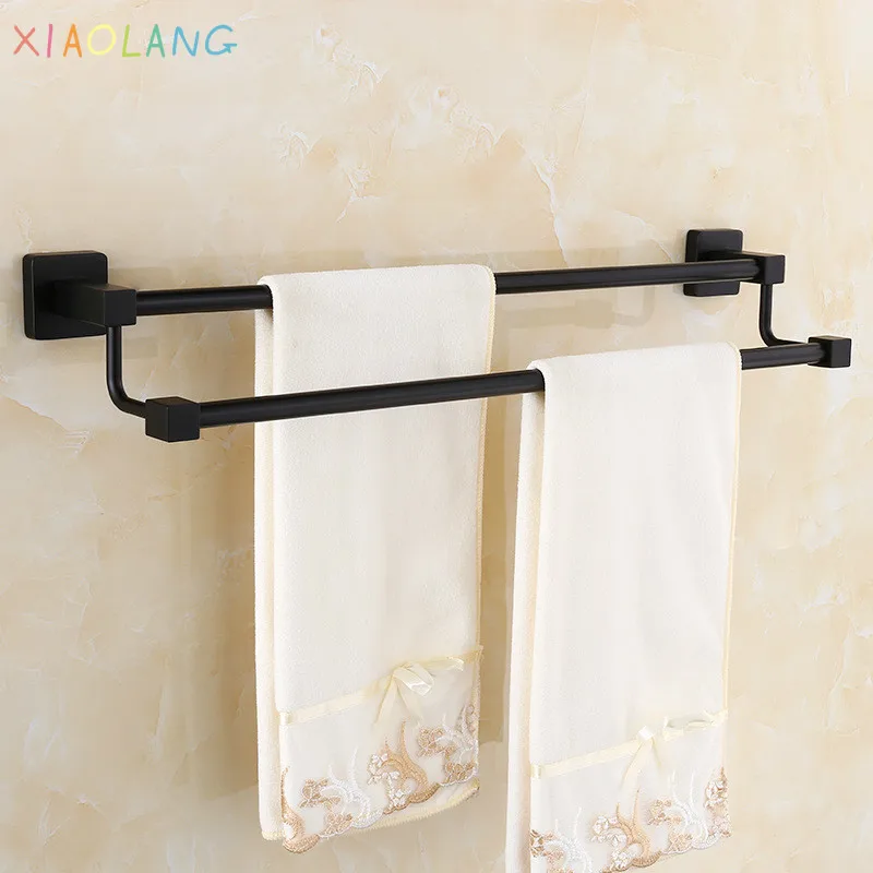 

XIAOLANG 2020Black Towel Rack European Style Bathroom Stainless Steel Double Towel Towel Rack