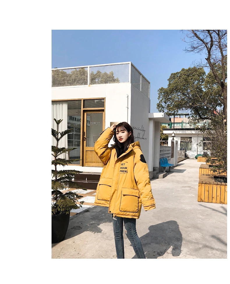 Women Winter Jackets Coat Thick Warm Hooded Jacket Casual Solid Outwear Cotton-padded Loose Short Oversize Tide Female