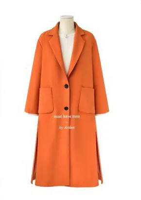 Women Winter Coats New Autumn and Winter Solid Color Fashion Large Size Cashmere Coat Long Coat Female - Цвет: Orange