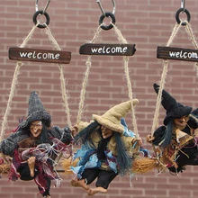 Palha Partido Witcher Vassoura Vassoura Da Bruxa de Halloween Ornamento Pingente DIY Acessórios Festiva Suprimentos(China)