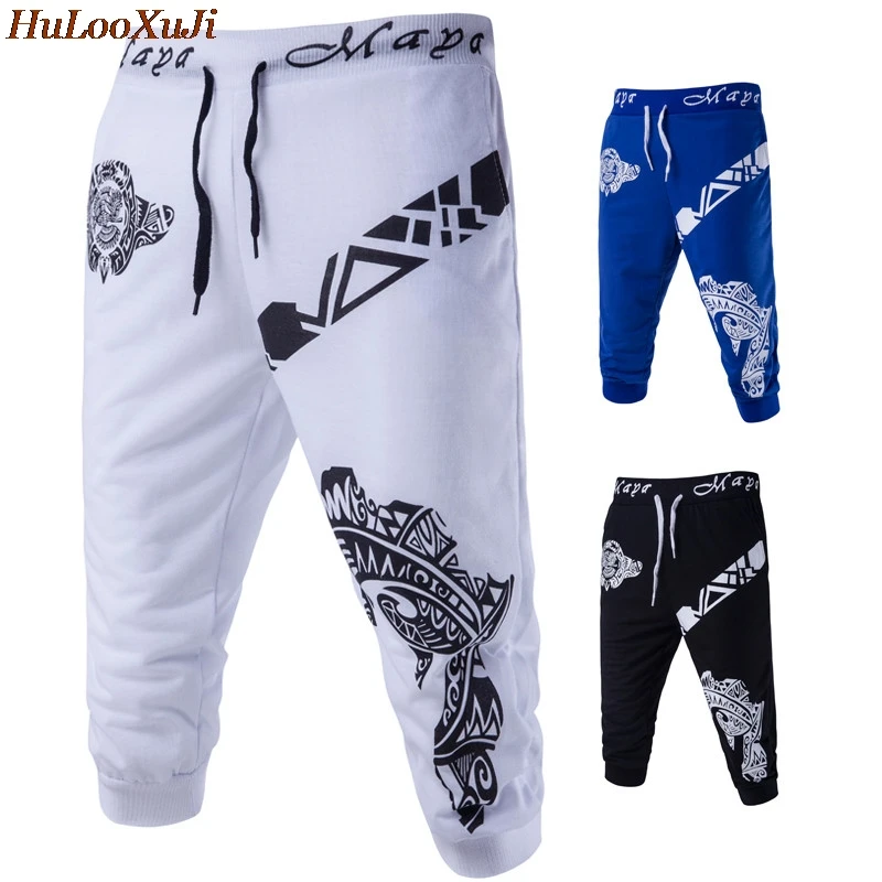 HuLooXuJi мужские короткие штаны модные летние хип-хоп печатные джоггеры укороченные брюки мужские укороченные брюки американские размеры: XS-L