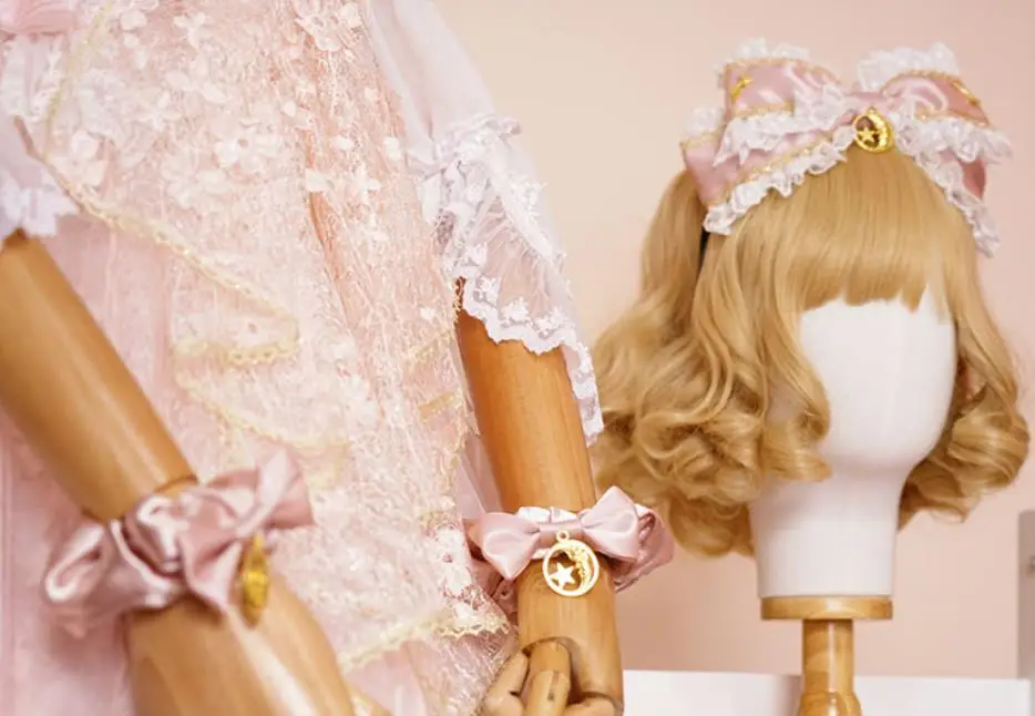 Звезда и клубника сладкий ручной работы розовый головной убор бант Hairband KC обруч с лентой рукавом Лолита кружева дизайн милый