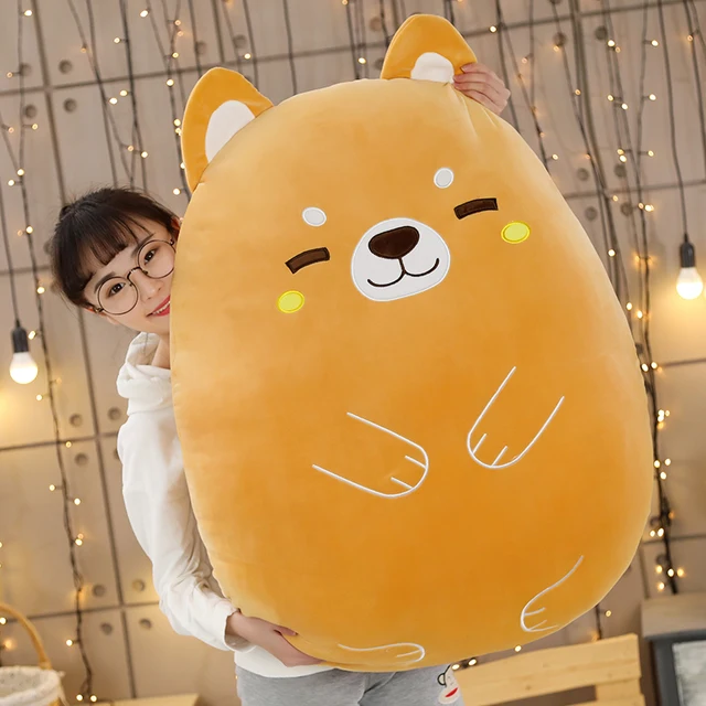 40-80cm Kawaii Animal Shiba Inu Dinosaur Rabbit Mouse Plush Toys Cartoon Stuffed Soft Pillow Back Sofa Cushion For Girls Kids