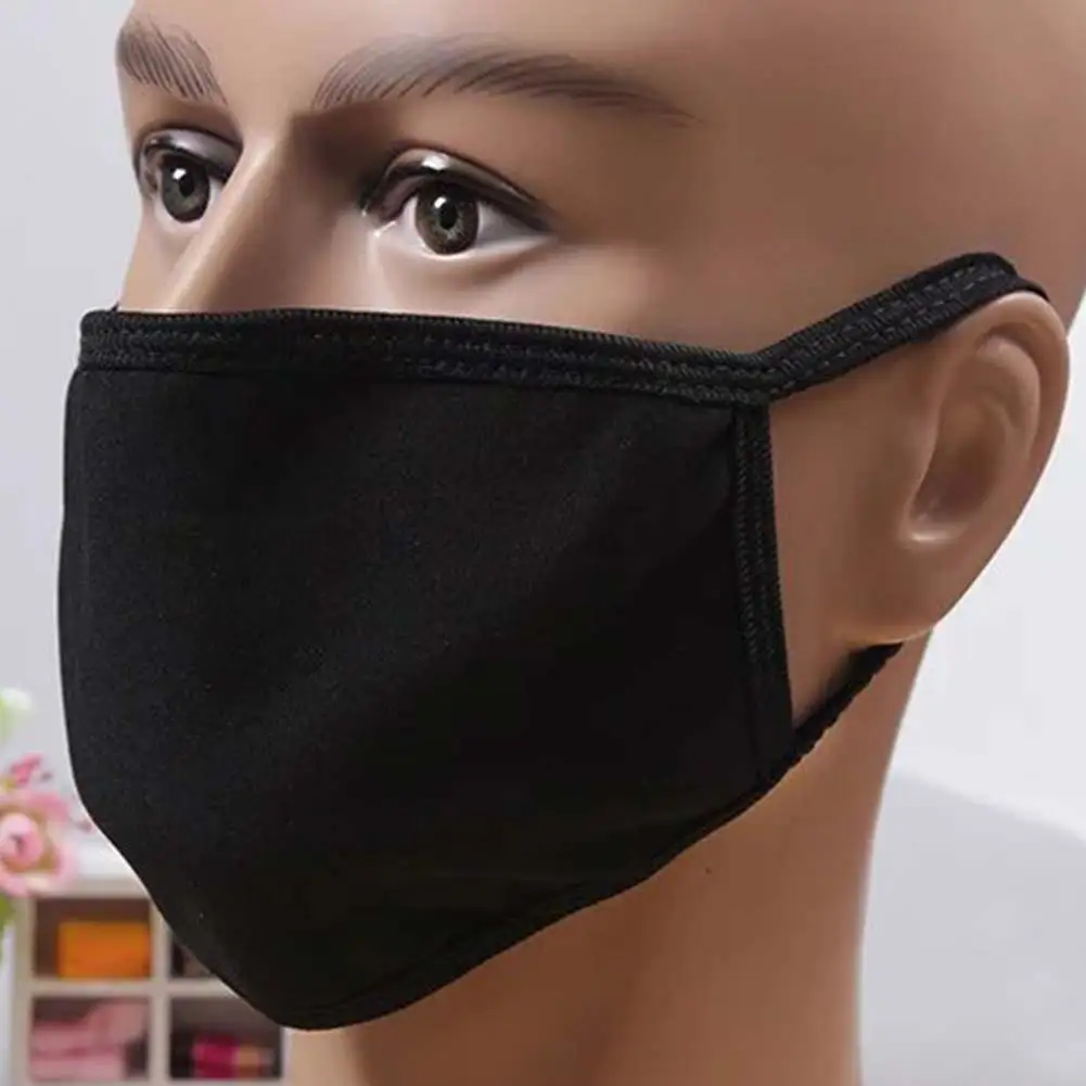 Анти-пыль маска для лица Смешанный хлопок 3 слоя маска для защиты носа черная модная многоразовая для мужчин и женщин;