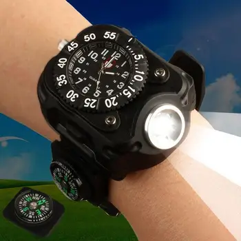 

Wrist Watch Lamp Flashlight Watch Compass Torch Black Light Outdoor Sports Watch Flashlight SOS Multifunctional Waterproof