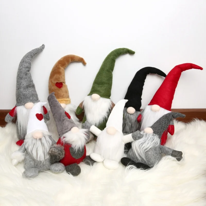 

Swedish Christmas Elf Party Gifts Santa Gnome Doll Love Palm Hat Long Beard Plush Christmas Decorations For Home Decor