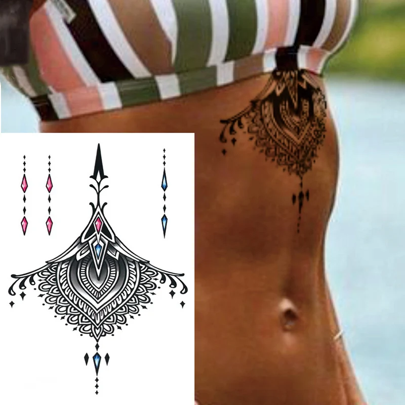 1 шт. тело Хна Цветок Водонепроницаемый Временные татуировки боди-арт Сексуальная Талия поддельные тату для девушек женщин